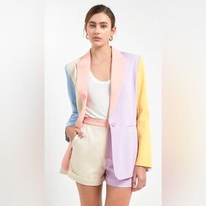 NWT Endless Rose Pastel color block blazer